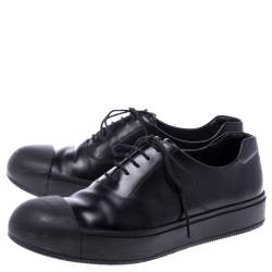 Prada Black Leather And Rubber Cap Toe Lace Up Oxfords Size 41