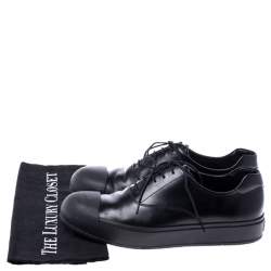 Prada Black Leather And Rubber Cap Toe Lace Up Oxfords Size 41
