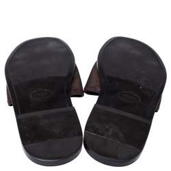 Prada Brown Canvas Flat Slides Size 41