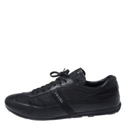 Pre Owned Prada Black Leather and Nylon Trainers Sneakers Size 42