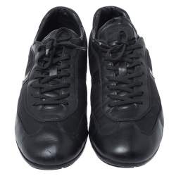 Pre Owned Prada Black Leather and Nylon Trainers Sneakers Size 42