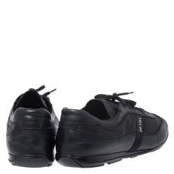 Pre Owned Prada Black Leather and Nylon Trainers Sneakers Size 42