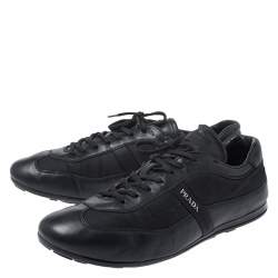 Pre Owned Prada Black Leather and Nylon Trainers Sneakers Size 42