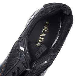 Prada Black Brogue Leather and Mesh Lace Up Derby Sneakers Size 44