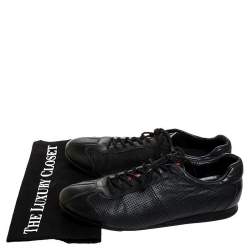 Prada Sport Black Perforated Leather Lace Up Low Top Sneakers Size 41.5