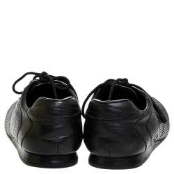 Prada Sport Black Perforated Leather Lace Up Low Top Sneakers Size 41.5