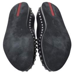 Pre Owned Prada Black Leather Studded Scrunch Loafers Size 41