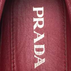 Prada Red Perforated Leather Slip On Loafers Size 43.5