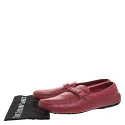 Prada Red Perforated Leather Slip On Loafers Size 43.5