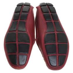 Prada Red Perforated Leather Slip On Loafers Size 43.5