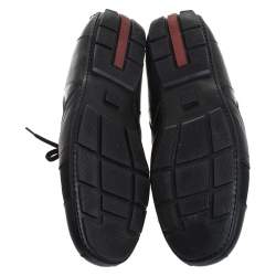 Prada Sport Black Leather And Mesh Lace Up Low Top Sneakers Size 42