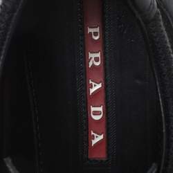 Prada Sport Black Leather And Mesh Lace Up Low Top Sneakers Size 42