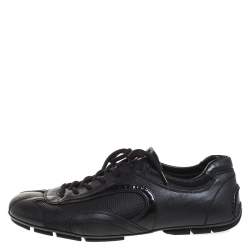Prada Sport Black Leather And Mesh Lace Up Low Top Sneakers Size 42