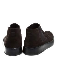 Prada Brown Suede Slip On Ankle Boots Size 43
