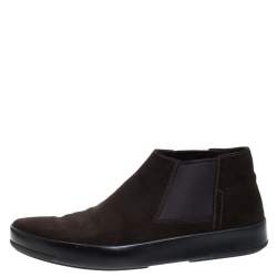 Prada Brown Suede Slip On Ankle Boots Size 43