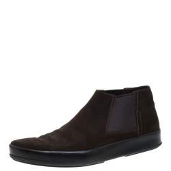Prada Brown Suede Slip On Ankle Boots Size 43