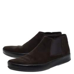 Prada Brown Suede Slip On Ankle Boots Size 43