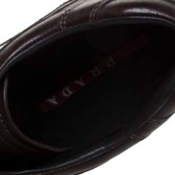 Prada Brown Leather Lace Up Sneaker Size 40
