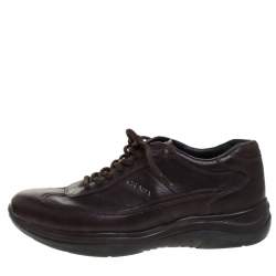 Prada Brown Leather Lace Up Sneaker Size 40