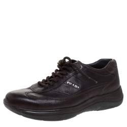 Prada Brown Leather Lace Up Sneaker Size 40