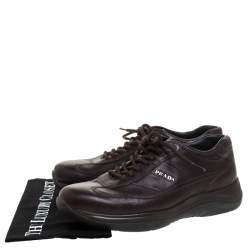 Prada Brown Leather Lace Up Sneaker Size 40