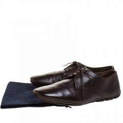Prada Dark Brown Leather Lace Up Derby Size 41