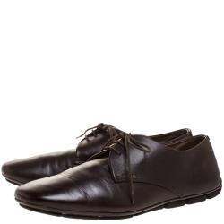 Prada Dark Brown Leather Lace Up Derby Size 41