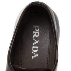 Prada Dark Brown Leather Lace Up Derby Size 41