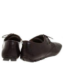 Prada Dark Brown Leather Lace Up Derby Size 41