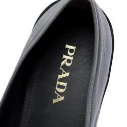 Prada Grey/Black Canvas And Rubber Cap Toe Slip On Sneakers Size 46