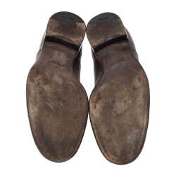 Prada Brown Leather Elastic Slip On Oxfords Size 41.5