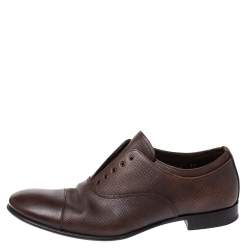 Prada Brown Leather Elastic Slip On Oxfords Size 41.5