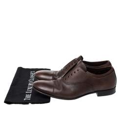 Prada Brown Leather Elastic Slip On Oxfords Size 41.5