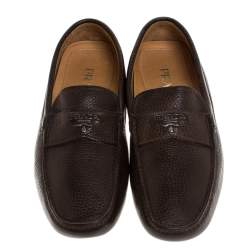 Prada Brown Leather Slip On Loafers Size 41