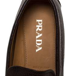 Prada Brown Leather Slip On Loafers Size 41