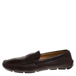 Prada Brown Leather Slip On Loafers Size 41