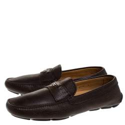 Prada Brown Leather Slip On Loafers Size 41