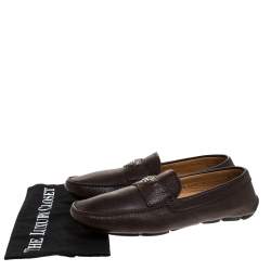 Prada Brown Leather Slip On Loafers Size 41
