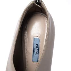 Pre Owned Prada Grey Leather Asymmetric Peep Toe Ankle Booties Size 38