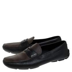 Prada Black/Brown Leather Penny Loafers Size 42