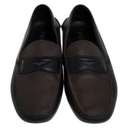 Prada Black/Brown Leather Penny Loafers Size 42