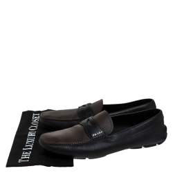 Prada Black/Brown Leather Penny Loafers Size 42