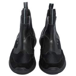 Prada Black Mesh, Suede And Leather Slip On Ankle Boots Size  41.5