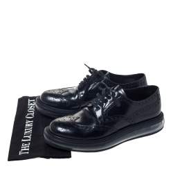 Prada Black Brogue Leather Lace Up Derby Sneakers Size 39.5