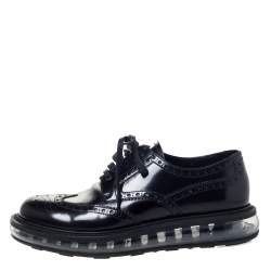 Prada Black Brogue Leather Lace Up Derby Sneakers Size 39.5
