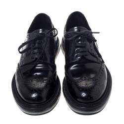 Prada Black Brogue Leather Lace Up Derby Sneakers Size 39.5