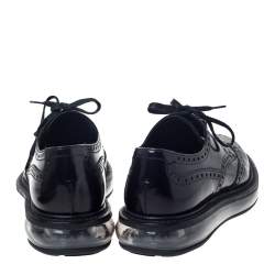 Prada Black Brogue Leather Lace Up Derby Sneakers Size 39.5