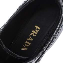 Pre Owned Prada Black Brogue Leather Wave Wingtip Platform Derby Sneakers Size 37.5