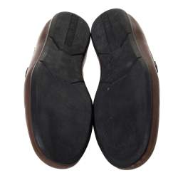 Prada Brown Leather Penny Slip On Loafers Size 42