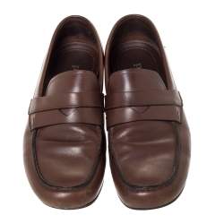 Prada Brown Leather Penny Slip On Loafers Size 42